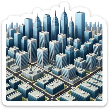a top view of the city with many buildings as same   sticker