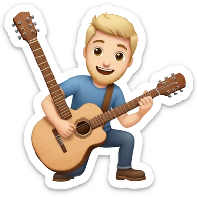 happy man destroys guitar sticker