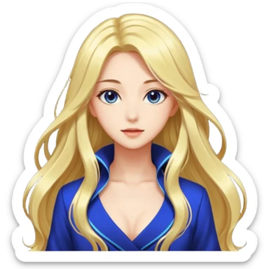 Elegant beautiful woman, long flowing hair, glowing skin, captivating eyes, fashionable outfit, dreamy light, detailed anime-style, vibrant colors, transparent background sticker