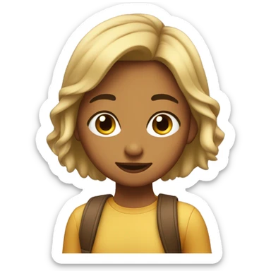 Chica con el pelo corto y castaño yendo al colegio sticker