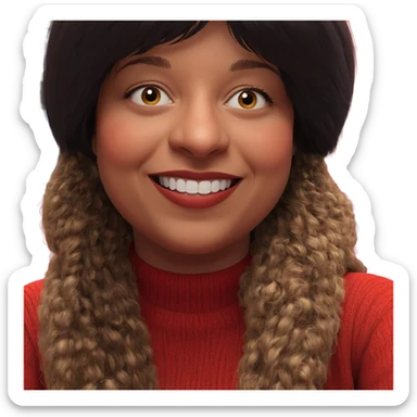 smiling girl in red sweater sticker