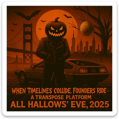 DO NOT CHANGE ANYTHING ELSE JUST MAKE THE FONT FOR WHEN TIMELINES COLLIDE, FOUNDERS RIDE, SPOOKY, RUNNY. KEEP THE SAME SIZE FONT.  sticker