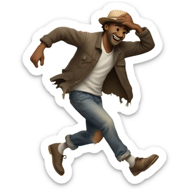 Guy dancing like a hobo sticker