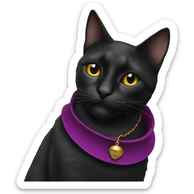 Black cat with jester collar on neck  sticker