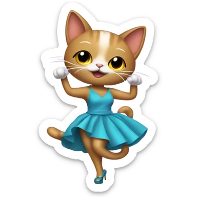Cat with high heels dancing being silly with big hoop earrings and a dress sticker