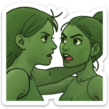 Brown haired Girl fighting an another girl sticker