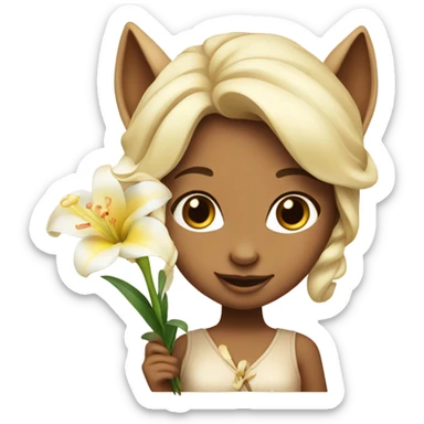 Bambi girl with lily  sticker