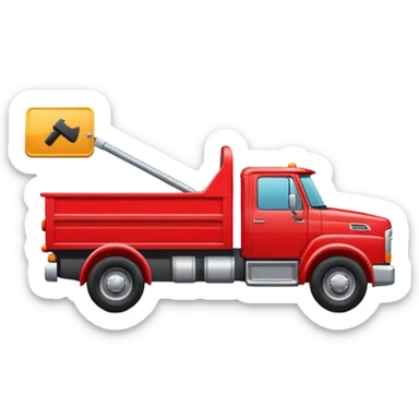 A new red truck with a "TIR" plate turned to the right sticker