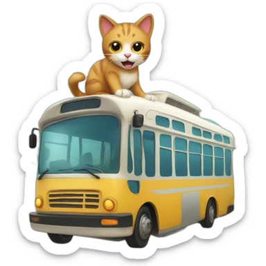 a cat on a bus by the island on a sunny day sticker
