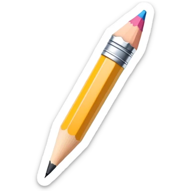 Illustration icon, pencil and paintbrush on paper, colorful sketch, simple lines, minimalistic style, transparent background. sticker