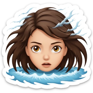 hurricane with mad brunette girl in middle  sticker