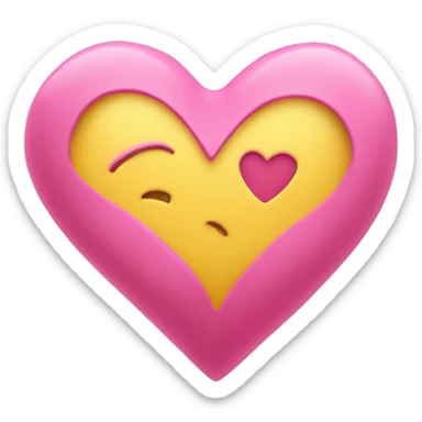 Yellow heart inside of pink heart  sticker