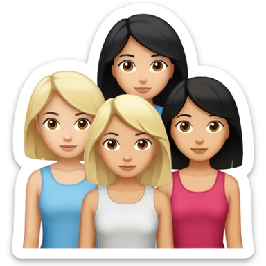 4 filles: 2brû et cheveux court l’autre long et cheveux noir et une cheveux blond  sticker