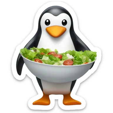 penguin with a salad sticker