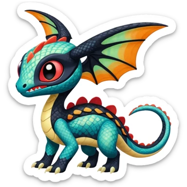 Colorful Exotic Meloetta-Toothless-Salandit-Stitch-Fakémon-creature-hybrid sticker
