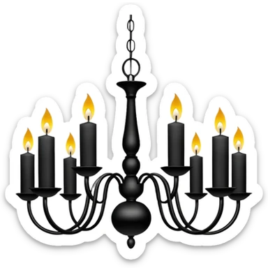 Simple minimalistic black and white Ceiling chandelier with candles sticker