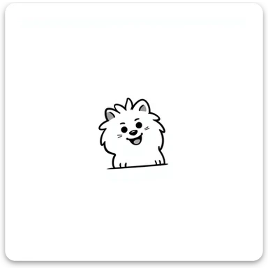 A hand-drawn doodle of a Pomeranian Spitz with a playful expression, in the style of Notion icons. sticker