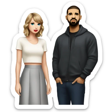 Taylor Swift standing next to Drake sticker