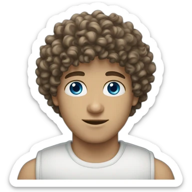 white arabic 18 year old curly haired guy with blue eyes sticker