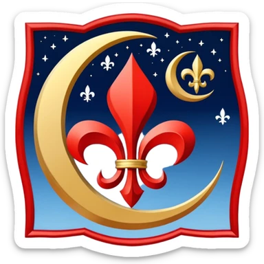 Left side navy blue right side red and on the middle fleur de lys symbol Turkish moon under the symbol it's turning the sky  sticker