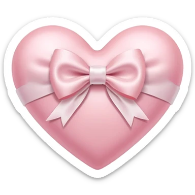 Pastel pink heart with white bow sticker
