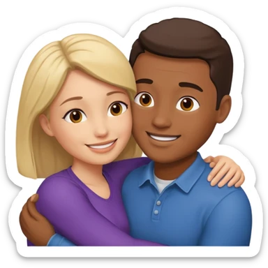 Two people hugging looking at each other, one male one female sticker