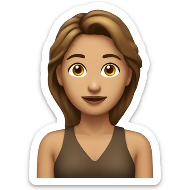 mujer con cabello castaño y ondulada, piel tono claro y ojos un poco clar sticker
