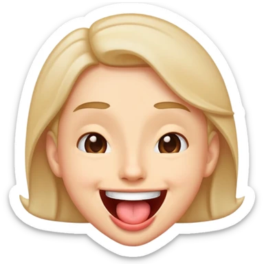 Tongue out smiling and shaking head side to side sticker