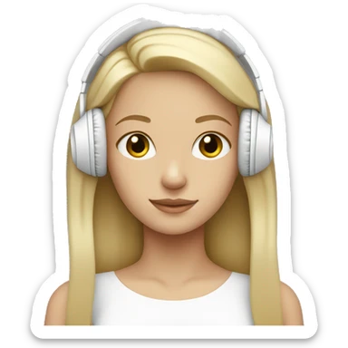 Blonde straight haired girl with white headphones sticker