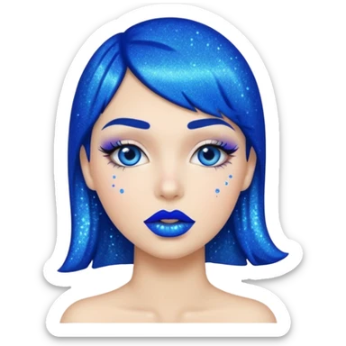 blue lipstick with glitter sticker