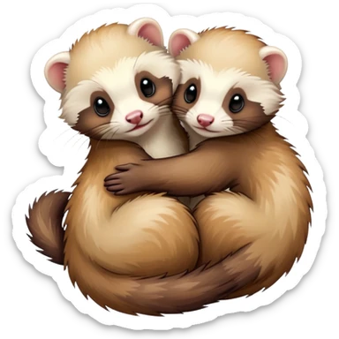 Ferrets hugging a ferrets  sticker