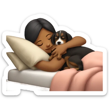 Girl sleeping with a dog  sticker