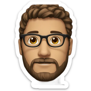 male, short brown beard, glasses, straight brown hair comed back and larger nose, 26 years old sticker