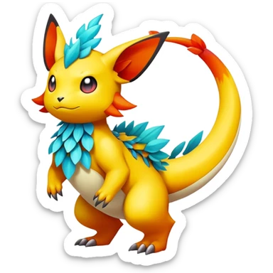 Elemental magical colorful exotic animesque Pokémon-Fakémon-animal-creature, (full body) sticker