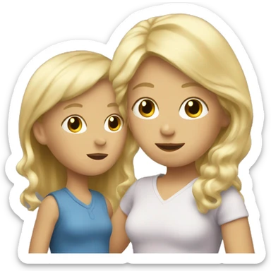 blonde women talking with blonde child  sticker