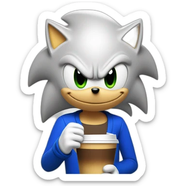 Sonic with coffee sticker