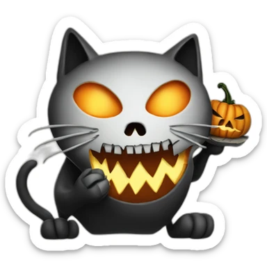 Jack skelington a cat eating jack o lantern sticker