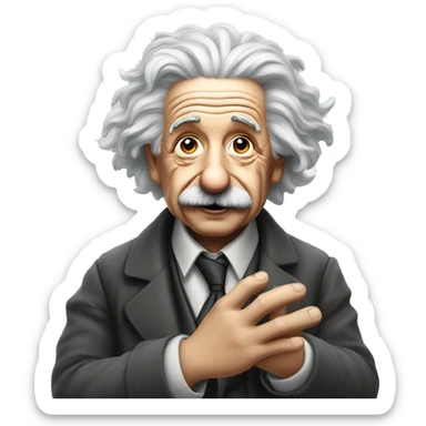 albert einstein with wawing hand sticker