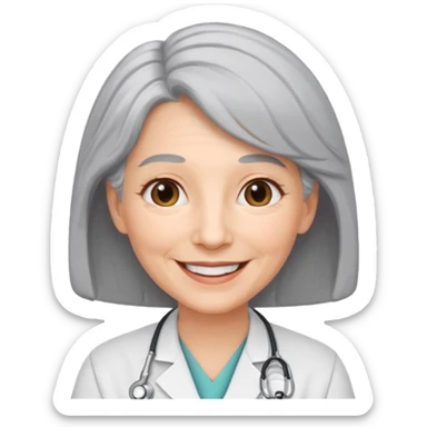 older obstetrician female emoji grey hair sticker
