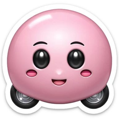 Metal cute black eyes Kirby ball driving on 4 car wheels sticker