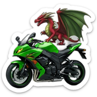Dragon on a Kawasaki  sticker