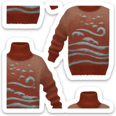 Knit sweater with water wave glitter patterned sticker