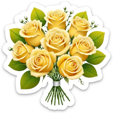 bouquet of yellow roses and white gypsophila sticker