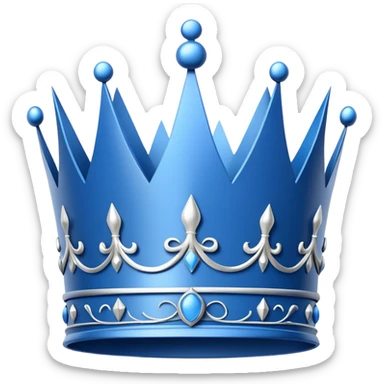 blue blueprint plan, side view, with white line drawing of a crown sticker