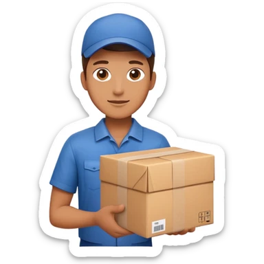 delivery person with package sticker