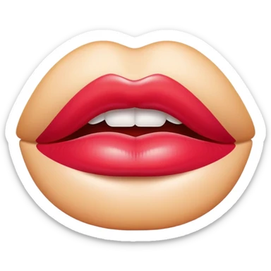 Floating lips with shiny colorful lipstick sticker