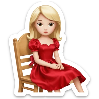 Blonde Doll wearing red Sitting On The Chair  sticker