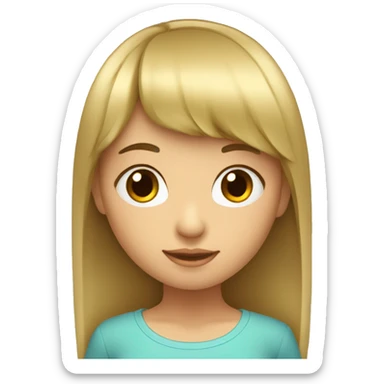 Niña con flequillo y pelo largo  sticker