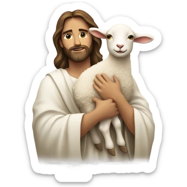 Jesus holding a lamb over his shoulders  sticker