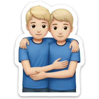 two boys are hugging each other  sticker